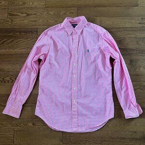 Ralph Lauren Classic Pink Gingham Button-Down Shirt Sz M | Pink Preppy Style